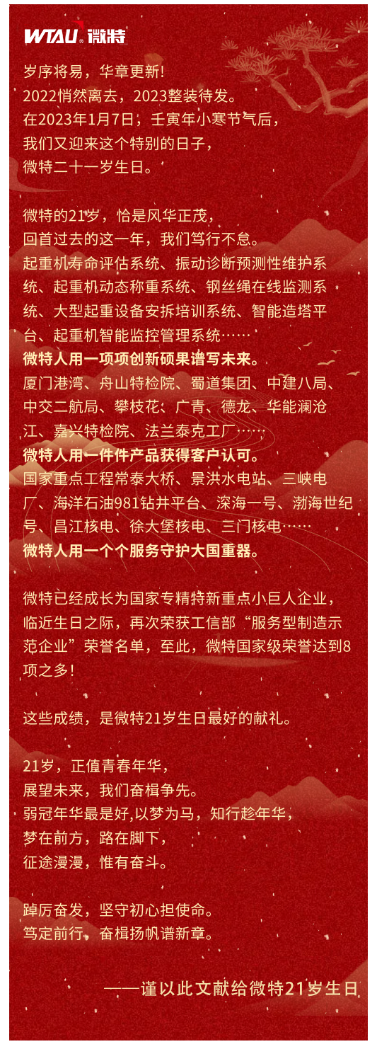 篤定前行 奮楫爭(zhēng)先！丨祝微特21歲生日快樂！